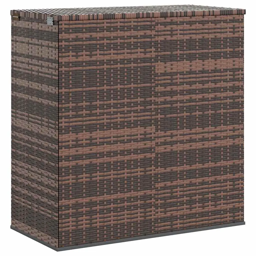 Garden Storage Box PE Rattan Outdoor Cushion Chest Brown 100L x 49W x 103.5H cm Steel Frame
