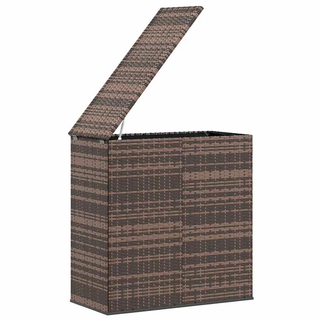 Garden Storage Box PE Rattan Outdoor Cushion Chest Brown 100L x 49W x 103.5H cm Steel Frame