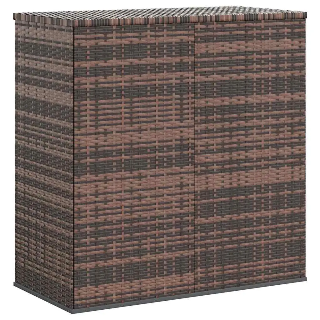 Garden Storage Box PE Rattan Outdoor Cushion Chest Brown 100L x 49W x 103.5H cm Steel Frame