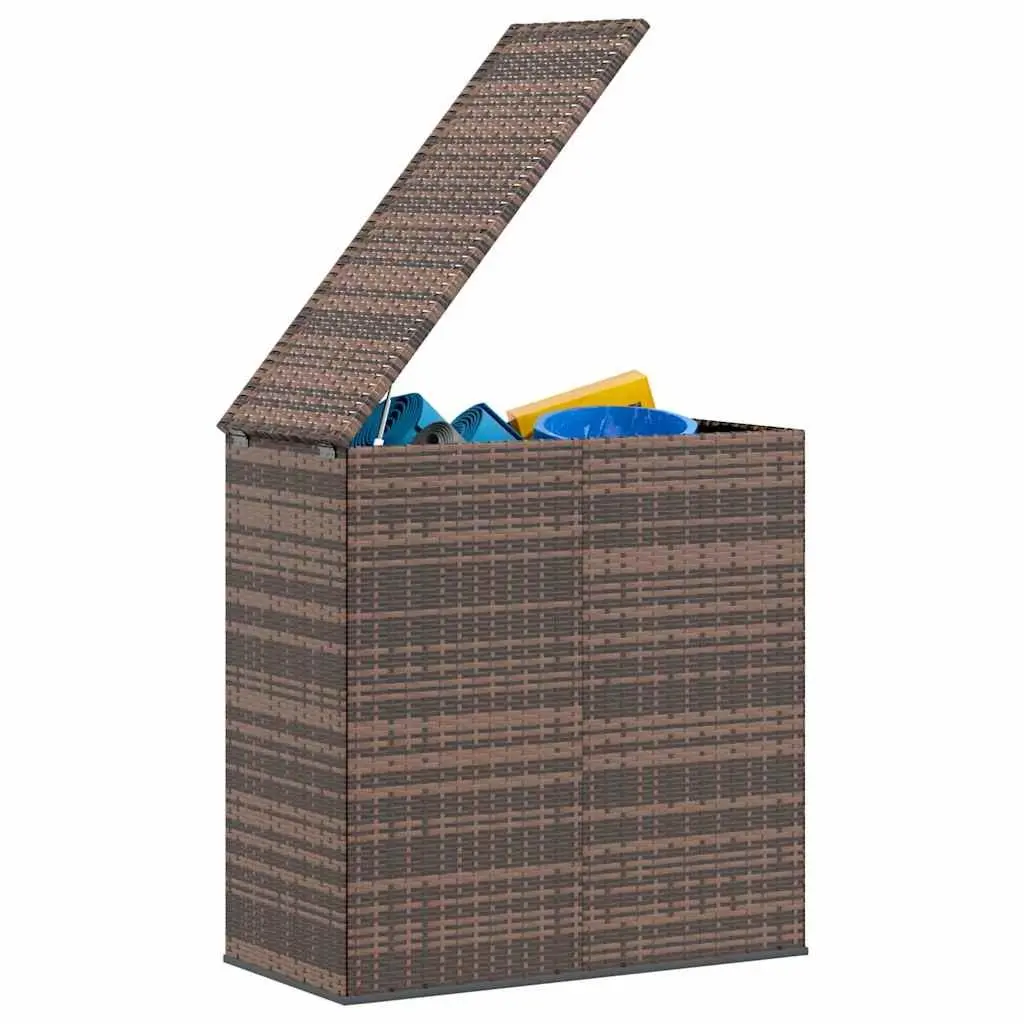 Garden Storage Box PE Rattan Outdoor Cushion Chest Brown 100L x 49W x 103.5H cm Steel Frame