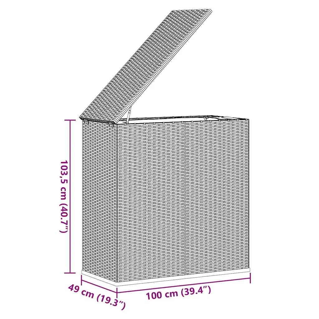 Garden Storage Cushion Box PE Rattan Indoor Outdoor 100x49x103.5cm Grey