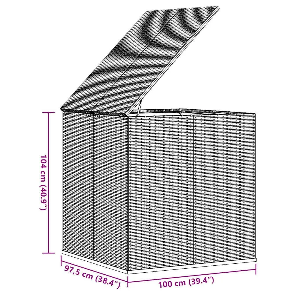 Outdoor Storage Box Garden Cushion Chest 100 x 97.5 x 104 cm Black Weather-Resistant PE Rattan