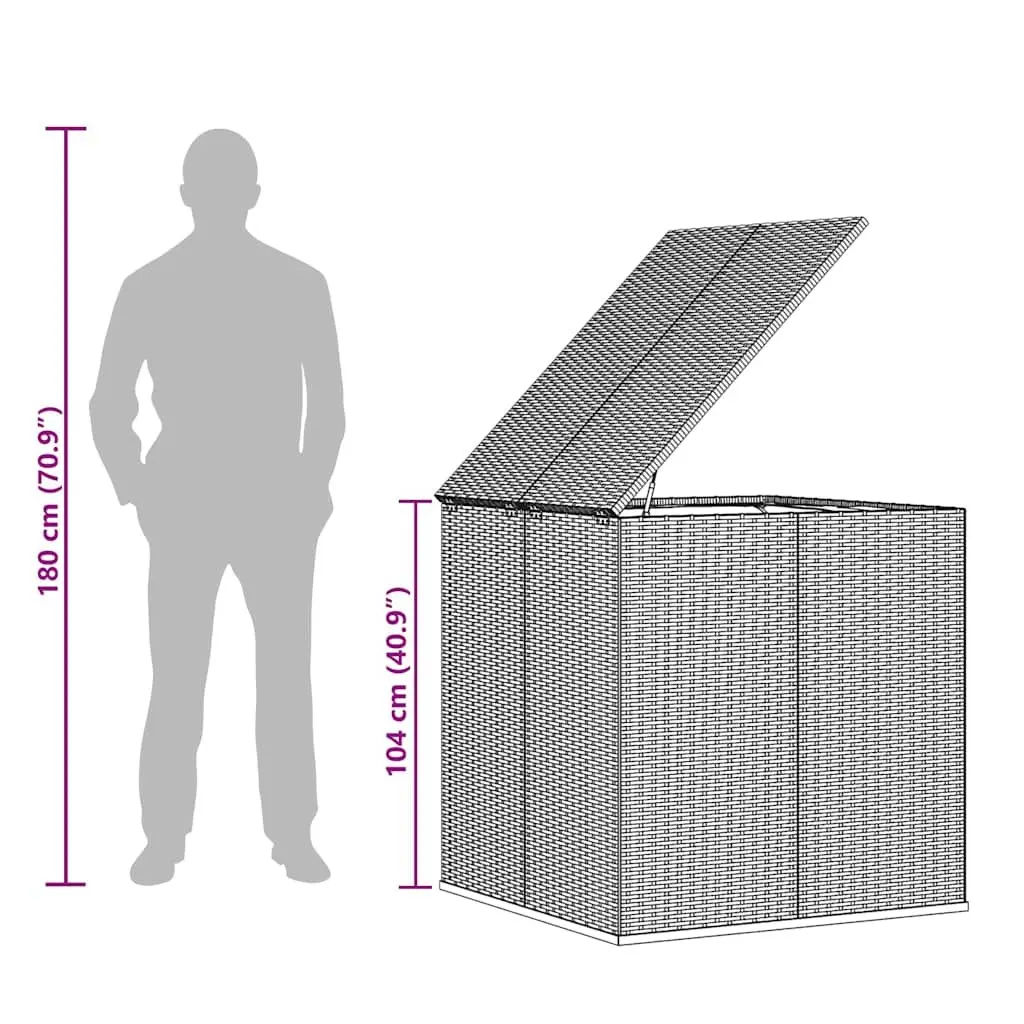 Outdoor Cushion Chest Storage Box PE Rattan Brown 100cm x 97.5cm x 104cm