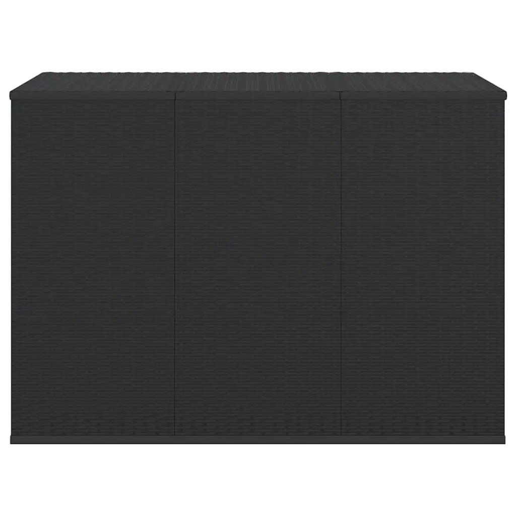 Garden Cushion Storage Box Outdoor Use 145cm Black PE Rattan Weather Resistant