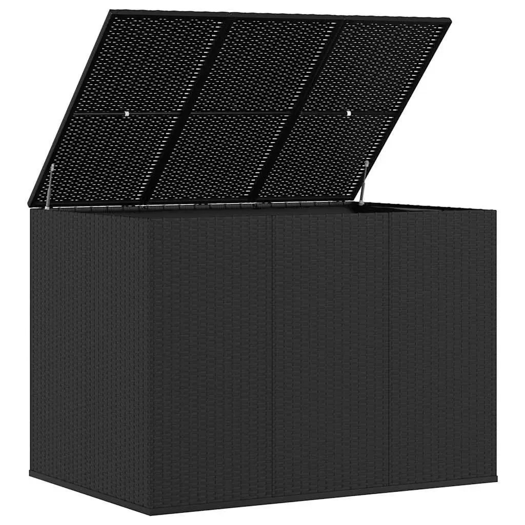 Garden Cushion Storage Box Outdoor Use 145cm Black PE Rattan Weather Resistant
