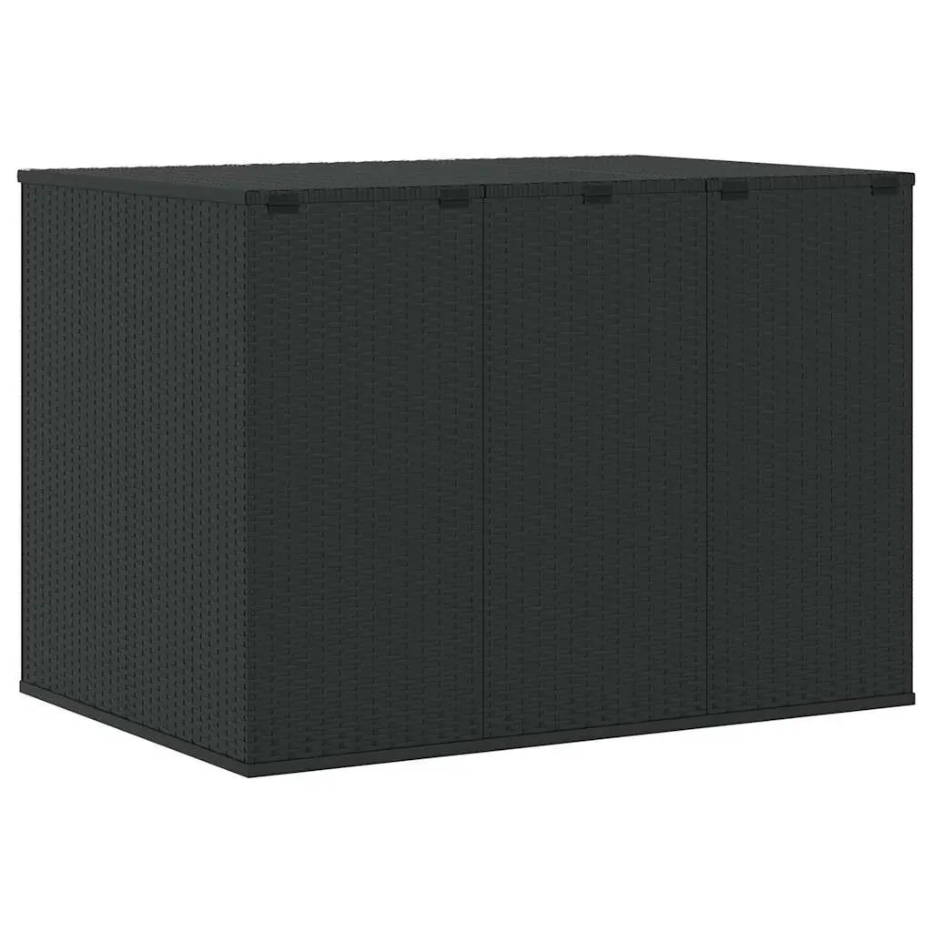 Garden Cushion Storage Box Outdoor Use 145cm Black PE Rattan Weather Resistant