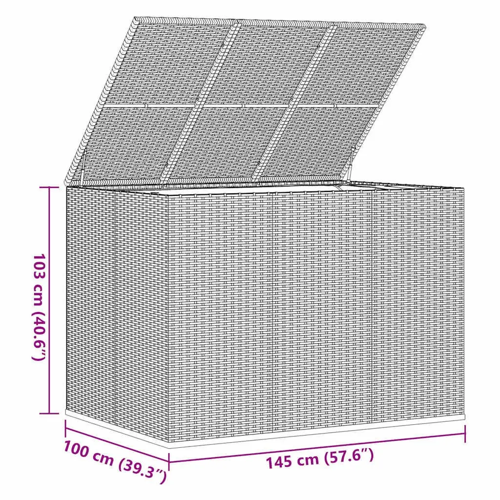 Garden Cushion Storage Box Outdoor Use 145cm Brown PE Rattan