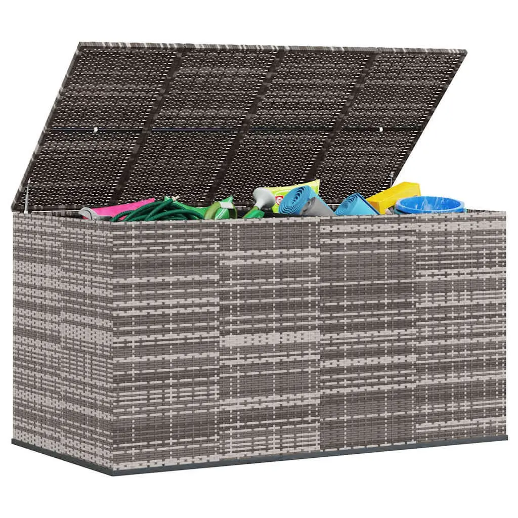 Outdoor Furniture Storage Box PE Rattan 194x100x103cm Garden Cushion Grey