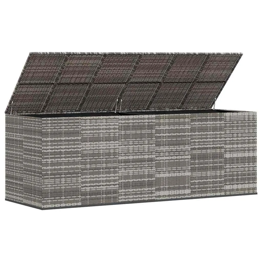 Garden Storage Box Cushion Container 291x100.5x104cm Grey PE Rattan
