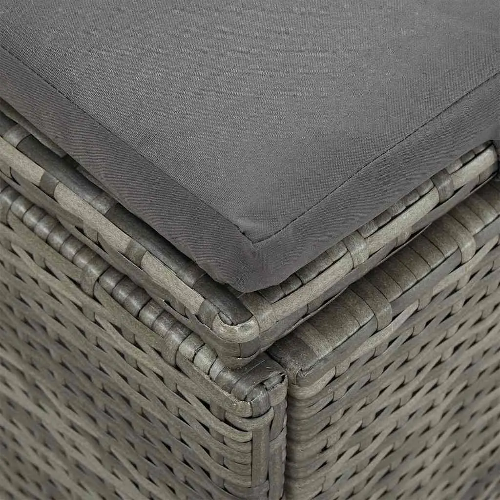 Convertible Sun Bed Sofa Outdoor Lounger 2-in-1 Grey PE Rattan with Cushions