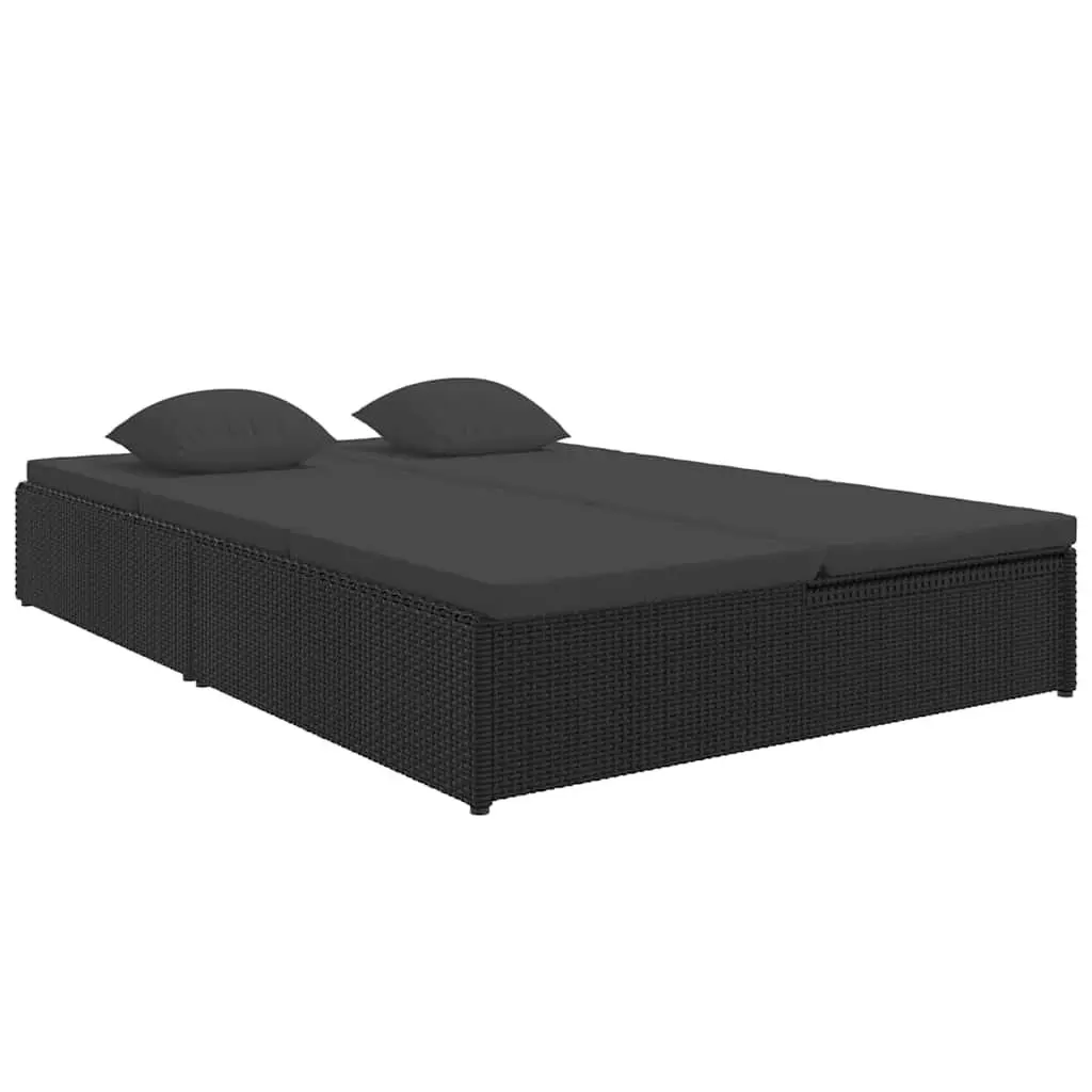 Convertible Sun Bed Sofa Outdoor Lounge Chair Black 2-in-1 Patio Daybed