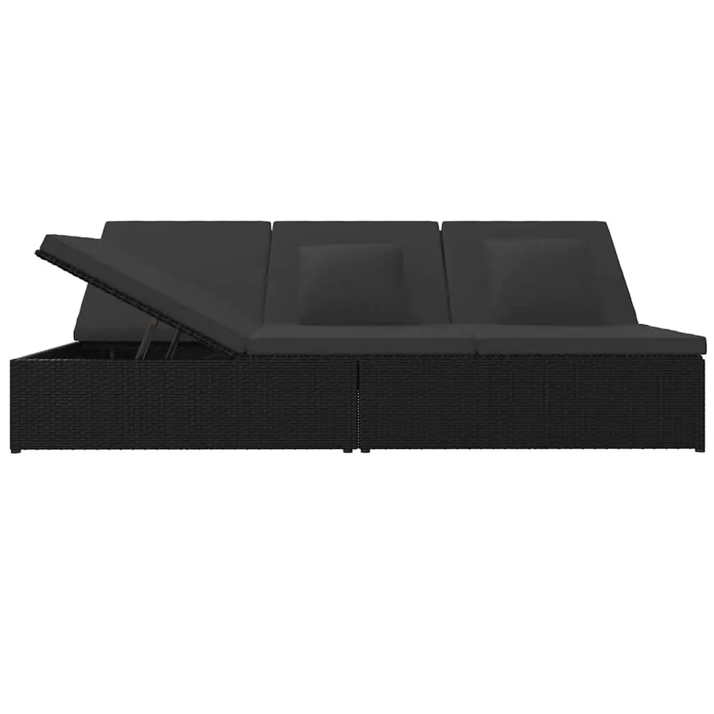 Convertible Sun Bed Sofa Outdoor Lounge Chair Black 2-in-1 Patio Daybed