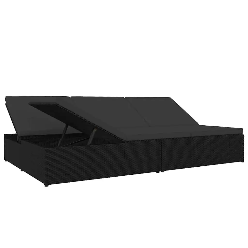 Convertible Sun Bed Sofa Outdoor Lounge Chair Black 2-in-1 Patio Daybed