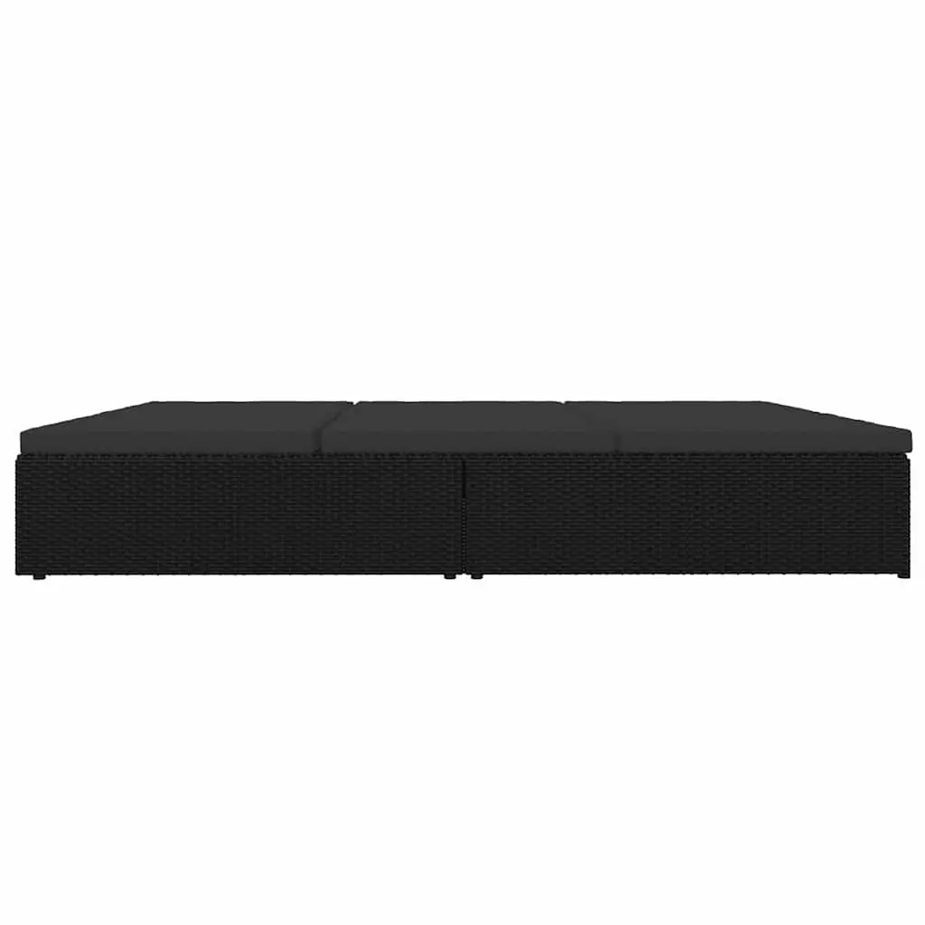 Convertible Sun Bed Sofa Outdoor Lounge Chair Black 2-in-1 Patio Daybed