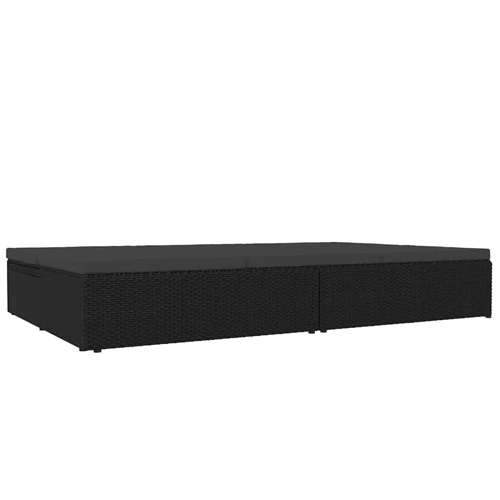 Convertible Sun Bed Sofa Outdoor Lounge Chair Black 2-in-1 Patio Daybed