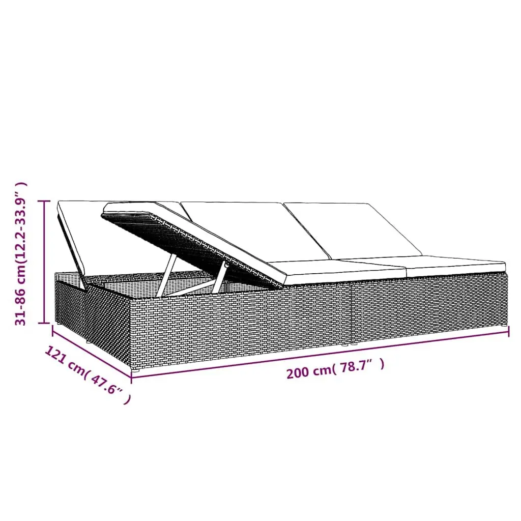 Convertible Sun Bed Sofa Outdoor Lounge Chair Black 2-in-1 Patio Daybed
