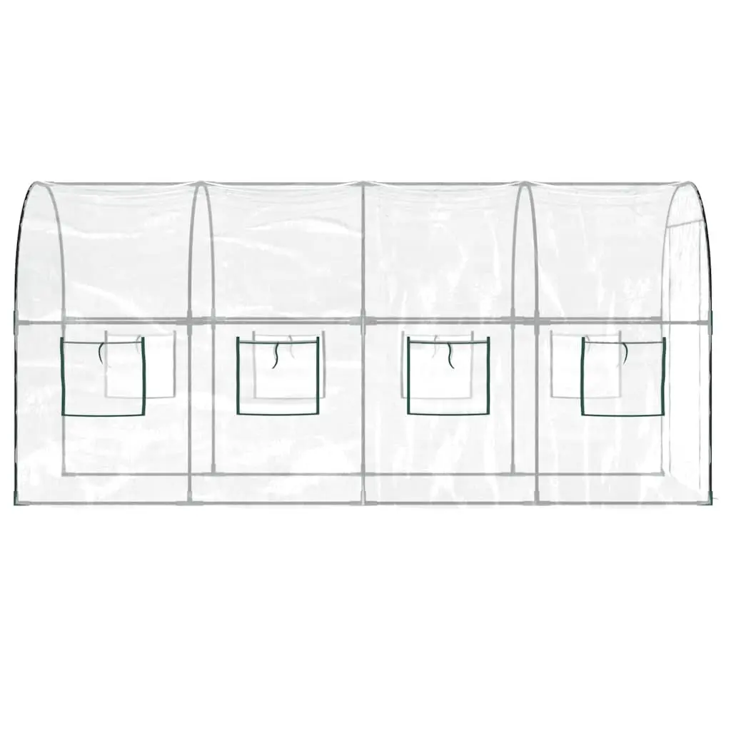 Transparent PVC Greenhouse 160x400x190cm Steel Frame Roll-Up Windows