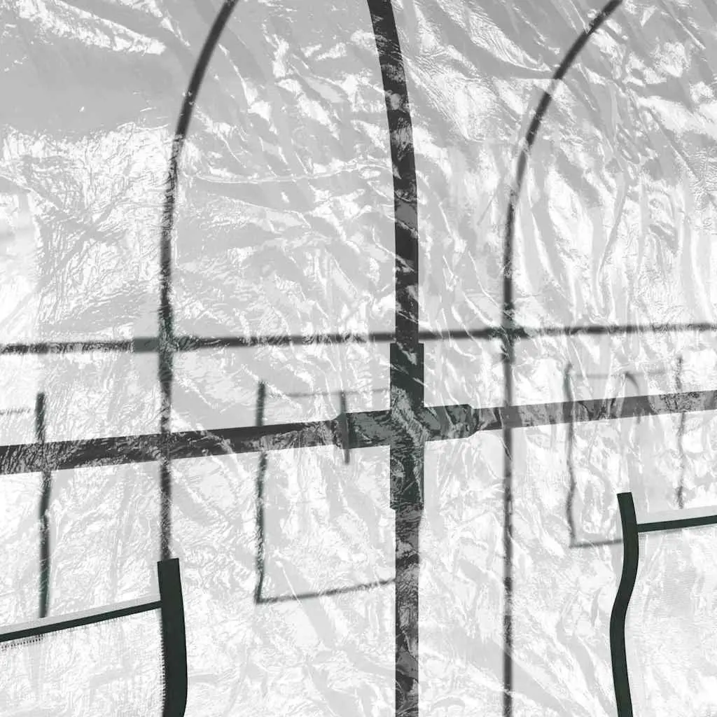 Transparent PVC Greenhouse 160x400x190cm Steel Frame Roll-Up Windows