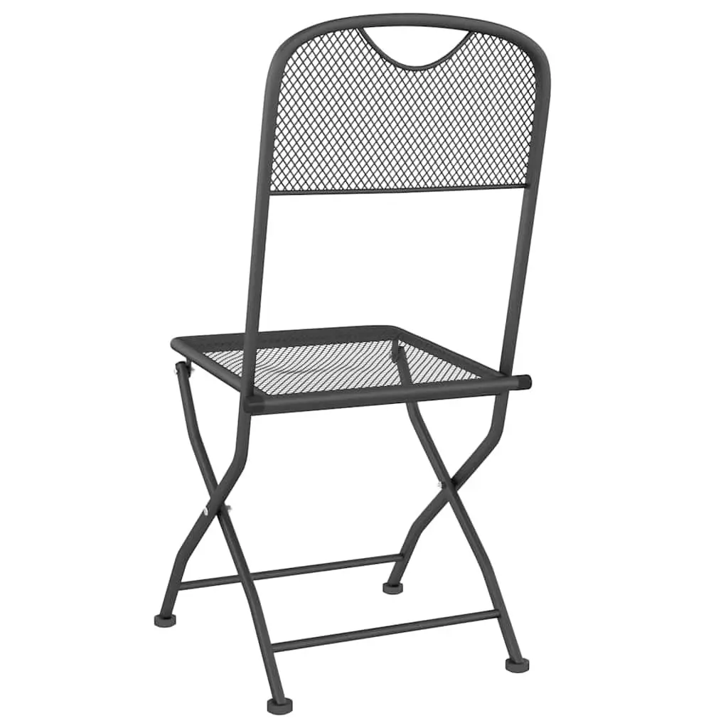Folding Garden Chairs Outdoor Seating 4 Piece Anthracite Expanded Metal Mesh
