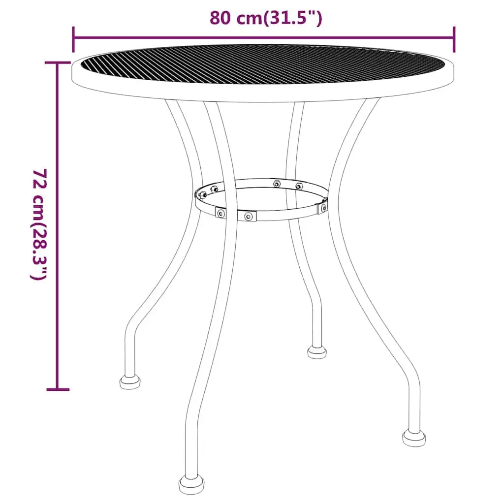 Garden Dining Table Ø80cm Round Mesh Patio Furniture Outdoor Anthracite Modern
