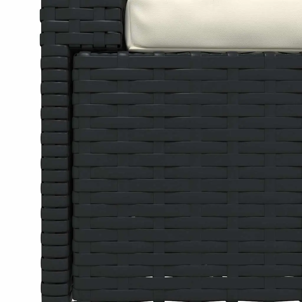2-Seater Outdoor Sofa Black Poly Rattan Garden Furniture with Cushions