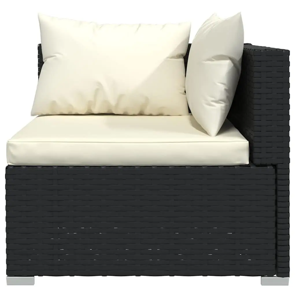 3-Seater Sofa Outdoor Furniture Black Rattan Cushions Garden Patio