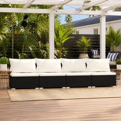 Comfortable and Durable 4-Seater Outdoor Sofa Set with Cushions