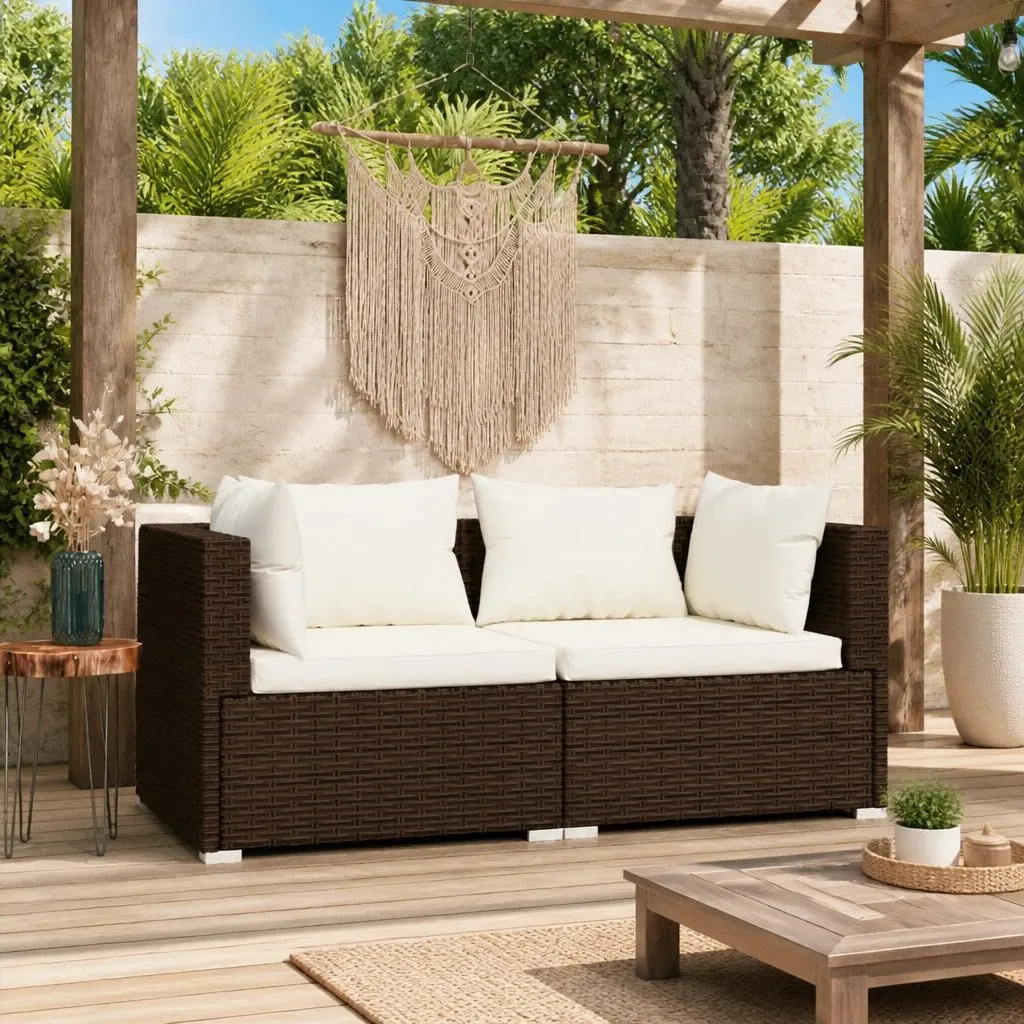 2-Seater Outdoor Sofa Garden Patio Furniture PE Rattan Brown