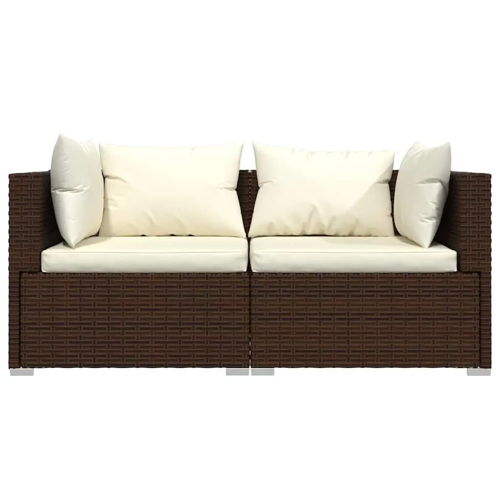 2-Seater Outdoor Sofa Garden Patio Furniture PE Rattan Brown