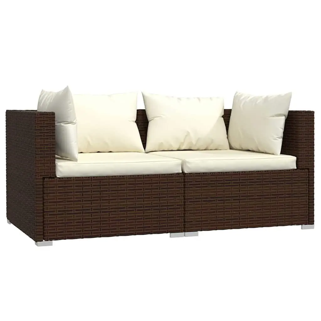 Garden Lounge Set Outdoor Patio Furniture 3 Piece Brown Rattan Sofa