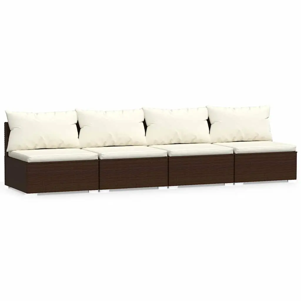 4-Seater Outdoor Sofa Garden Patio Furniture Set Brown Rattan with Cushions