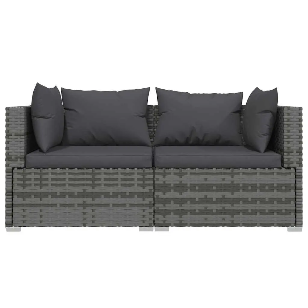 3 Piece Garden Lounge Set Grey Poly Rattan Outdoor Furniture with Cushions