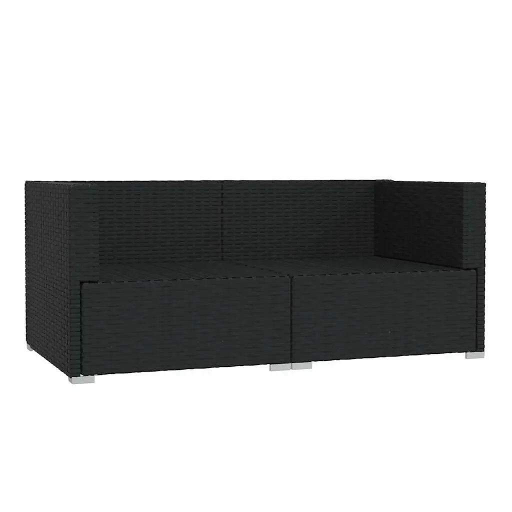 2-Seater Sofa Set Outdoor Garden Furniture Black Rattan with Cushions