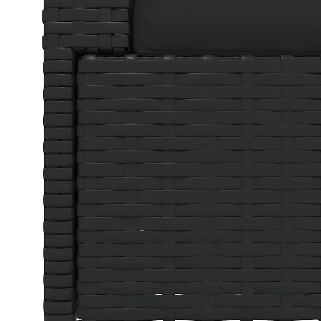 2-Seater Sofa Set Outdoor Garden Furniture Black Rattan with Cushions