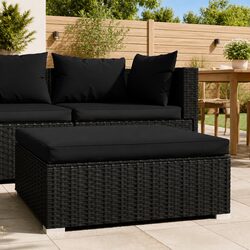 Comfortable and Durable Garden Footrest Ottoman in Black