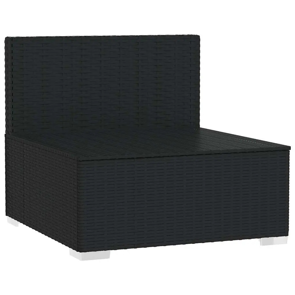 Outdoor Sectional Middle Sofa Black Waterproof PE Rattan Modular Seating