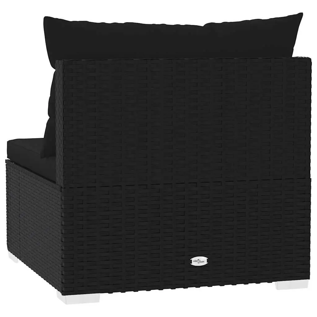 Outdoor Sectional Middle Sofa Black Waterproof PE Rattan Modular Seating