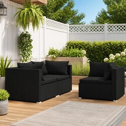 Affordable Black Rattan 3 Piece Garden Lounge Set