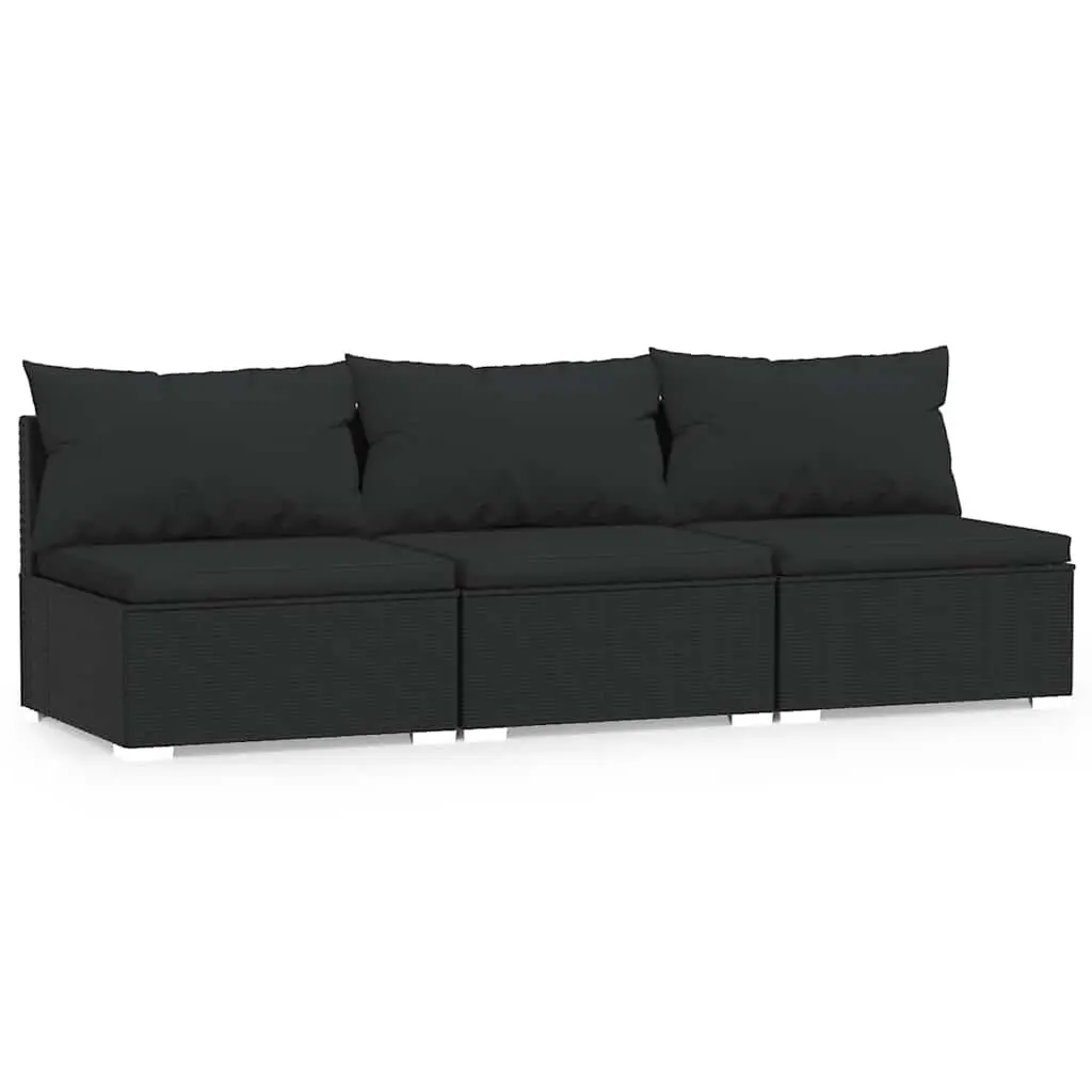3-Seater Outdoor Sofa Garden Patio Furniture Modular Sectional Couch Black
