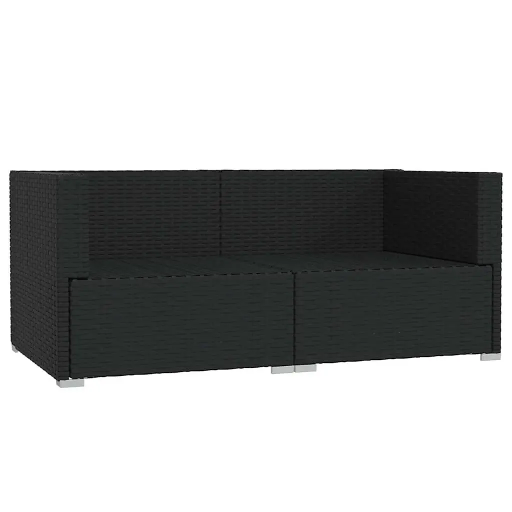 2-Seater Outdoor Sofa Modular Seating Set Black Rattan