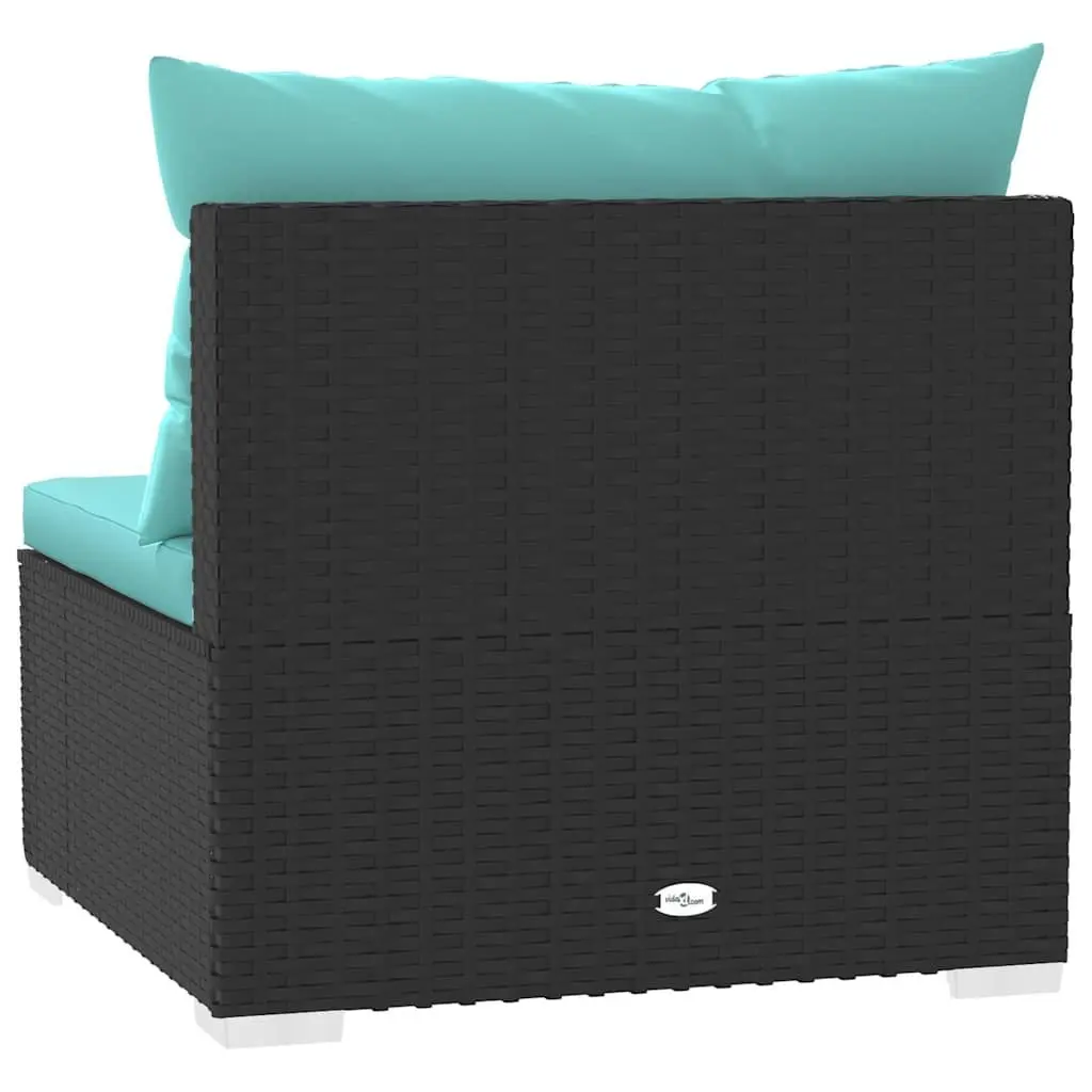Garden Middle Sofa Modular Outdoor Seat Black Poly Rattan