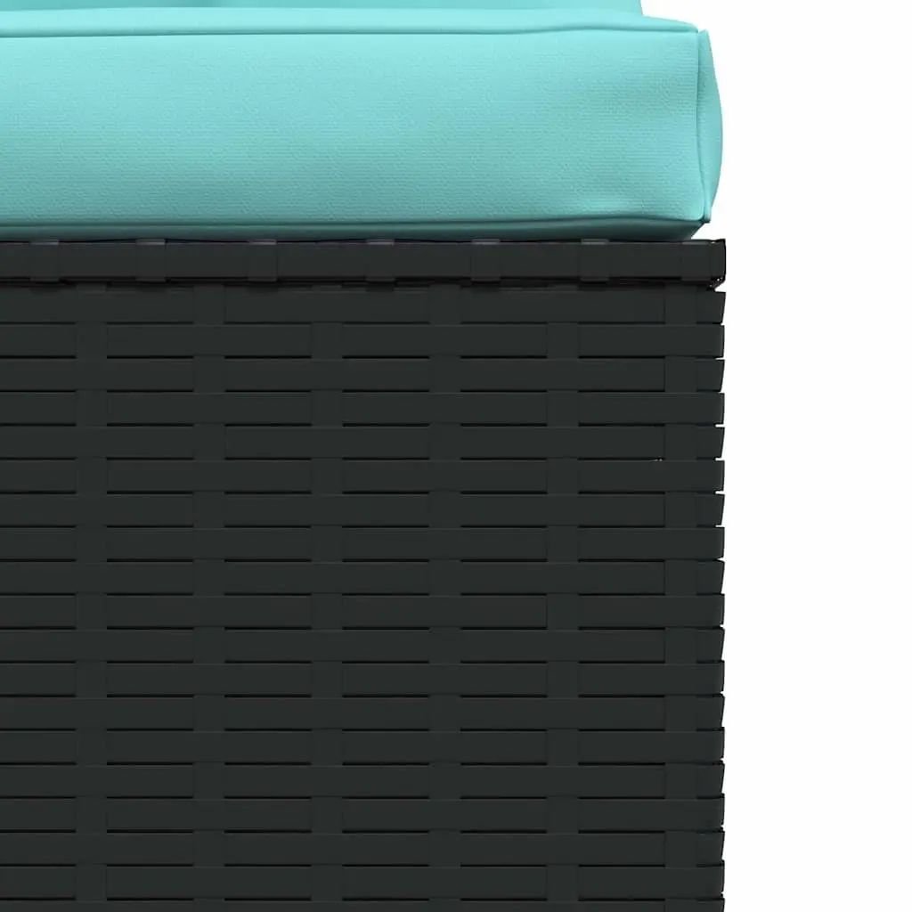 Garden Middle Sofa Modular Outdoor Seat Black Poly Rattan