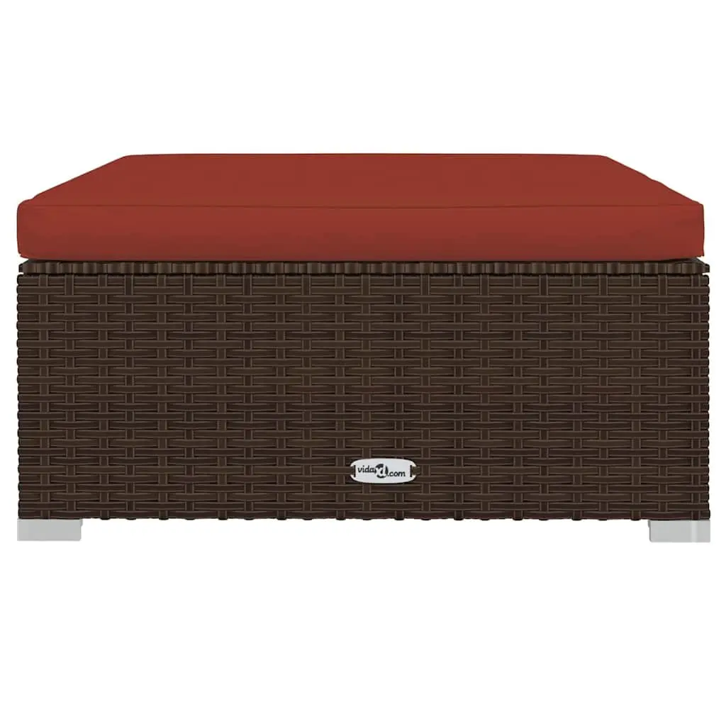 Garden Footrest with Cushion Outdoor Patio Seating Unit Brown 70 x 70 x 30 cm