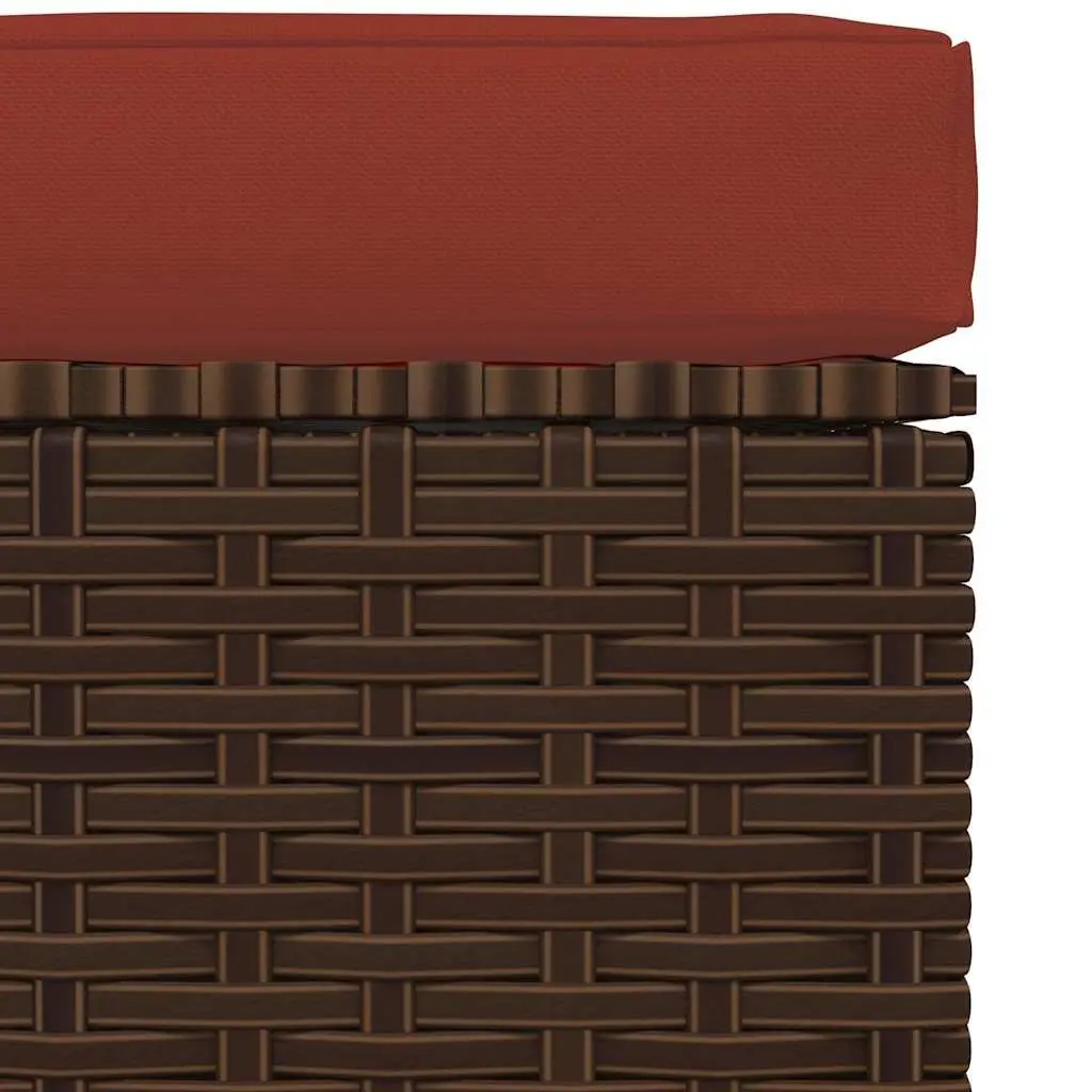 Garden Footrest with Cushion Outdoor Patio Seating Unit Brown 70 x 70 x 30 cm