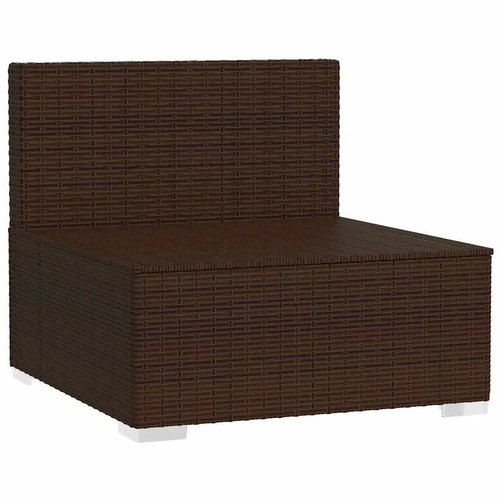Garden Middle Sofa Modular Outdoor Seating with Cushions Brown