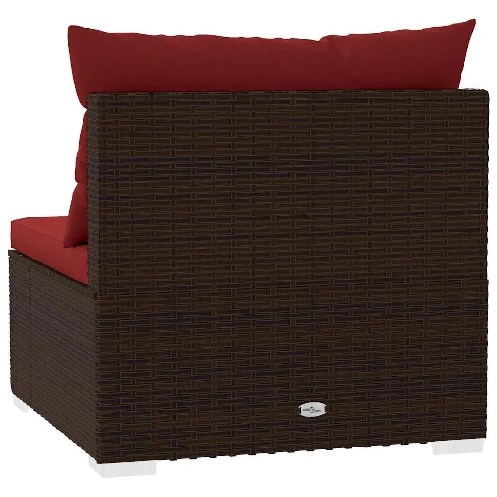 Garden Middle Sofa Modular Outdoor Seating with Cushions Brown