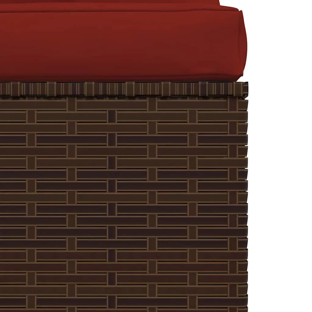 Garden Middle Sofa Modular Outdoor Seating with Cushions Brown