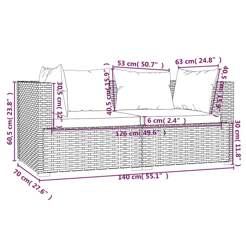 3 Piece Outdoor Sectional Sofa Set for Comfort