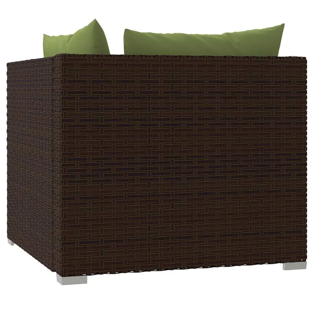 2-Seater Outdoor Sofa with Cushions Brown Rattan Patio Garden Furniture Set