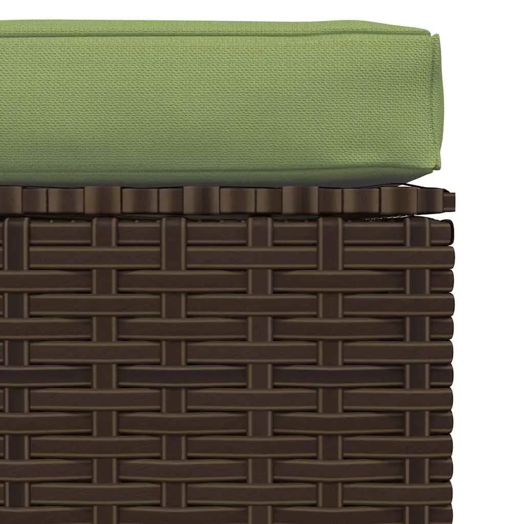 Garden Footrest Ottoman Outdoor Seating Unit with Cushion 70x70x30cm Brown